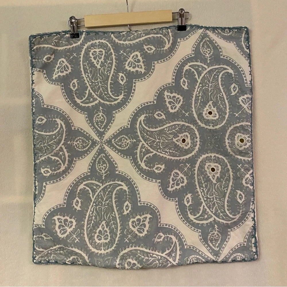 Set of 2 Pottery Barn Paisley Pillow Covers in Light Blue and Cream